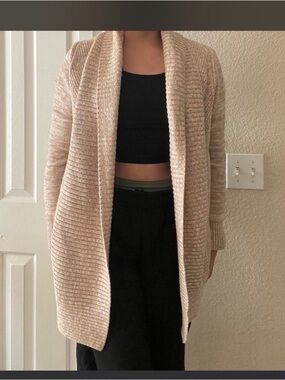 Charter Club Open-Front Ribbed Cardigan in Light Beige